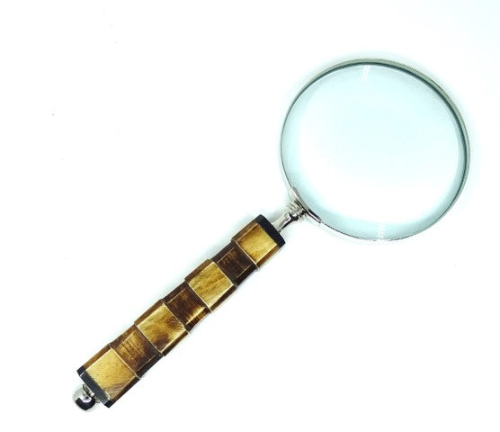 Elegante Lente d'Ingrandimento per Lettura con Manico in Osso NC1099A con Possibilità di Incisione Personalizzata, Scocca Argentata in Ottone, Perfetta come Regalo per Anziani, Nonni o Collezionisti, Altezza 24,5 cm