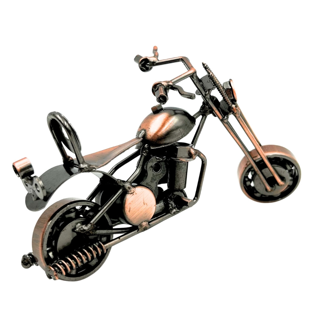 Modello di motocicletta Chopper M33 con incisione - Metallo, color rame-antracite, 15x6x9,5 cm
