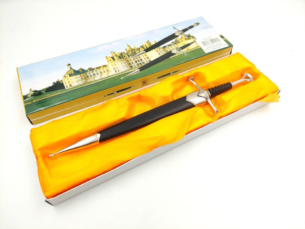 Replica di un pugnale cavalleresco medievale da 35 cm in acciaio inossidabile con fodero decorativo