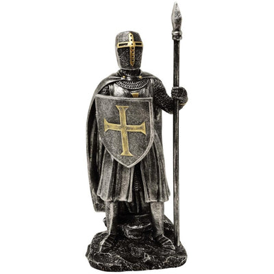 Statuetta Cavaliere con lancia 20 cm con possibilità di personalizzazione con incisione - decorazione dipinta a mano in polyresina da regalo per appassionati di storia e militari