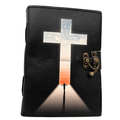 Taccuino in pelle Croce Religiosa Libro di preghiere con incisione