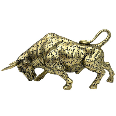 Statuetta decorativa Toro dorato con possibilità di incisione - elegante simbolo di forza e ricchezza, 33,3 cm, polyresina