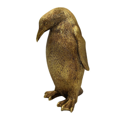 Pinguino d'Oro 20,5 cm con possibilità di personalizzazione con incisione – elegante statuetta decorativa da regalo, stile glamour, art deco, realizzata in polyresina di alta qualità