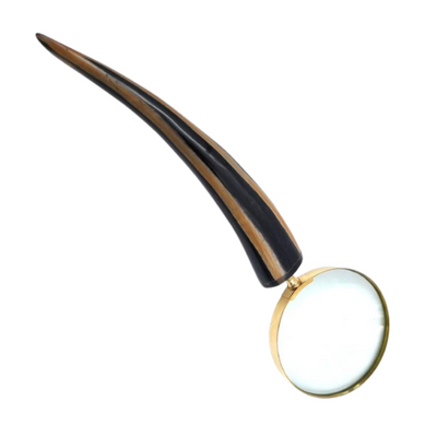Elegante lente d'ingrandimento da lettura retrò con montatura in ottone e manico in corno di bue - incisione personalizzata - regalo ideale per anziani - lente di alta qualità 3,5x in stile vintage