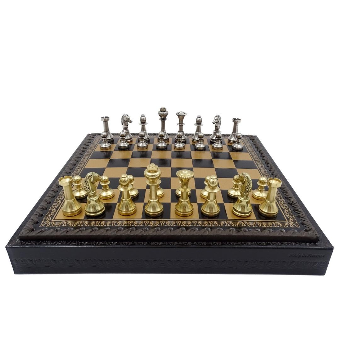 Scacchi esclusivi in ottone Italfama 28x28 cm con incisione personalizzata
