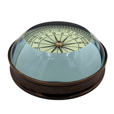 Bussola a Lente in Ottone Retrò Replica con Incisione – Regalo Personalizzato per Viaggiatori, Stile Marinaretto, Dimensioni 8x8x2,7 cm, Ottone e Vetro, Proverbio Ispiratore