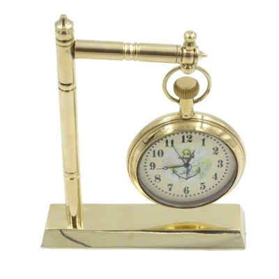Orologio da Scrivania in Ottone Stile Marinaretto NC2126 con Possibilità di Incisione, Altezza 12 cm, Regalo Ideale per Amanti della Vela con Motivo Ancora e Veliero