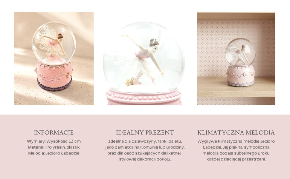 Ballerina Danzante in Globo di Vetro 12 cm con Possibilità di Personalizzazione Incisa - Elegante Decorazione Pastello per Regalo agli Amanti del Balletto, Realizzata in Polyresina e Vetro