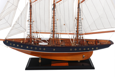 Modello di schooner Atlantic 72 cm - Replica della leggendaria nave con possibilità di personalizzazione tramite incisione - Regalo ideale per appassionati di vela - Realizzato in legno con vele in tessuto
