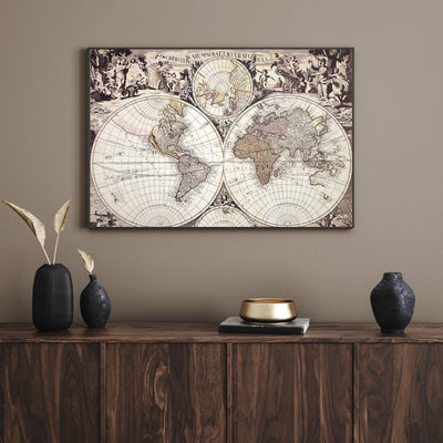 Mappa del mondo 1686 - ristampa G. Valck con possibilità di personalizzazione con incisione - regalo ideale per storici e viaggiatori - dimensioni 56,5 x 47,5 cm