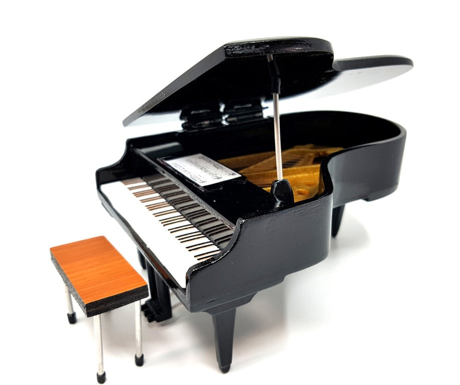 Mini Pianoforte con possibilità di personalizzazione incisa, nero, fatto a mano in balsa, scala 1:10, ideale come regalo per pianisti e amanti della musica, altezza 8 cm