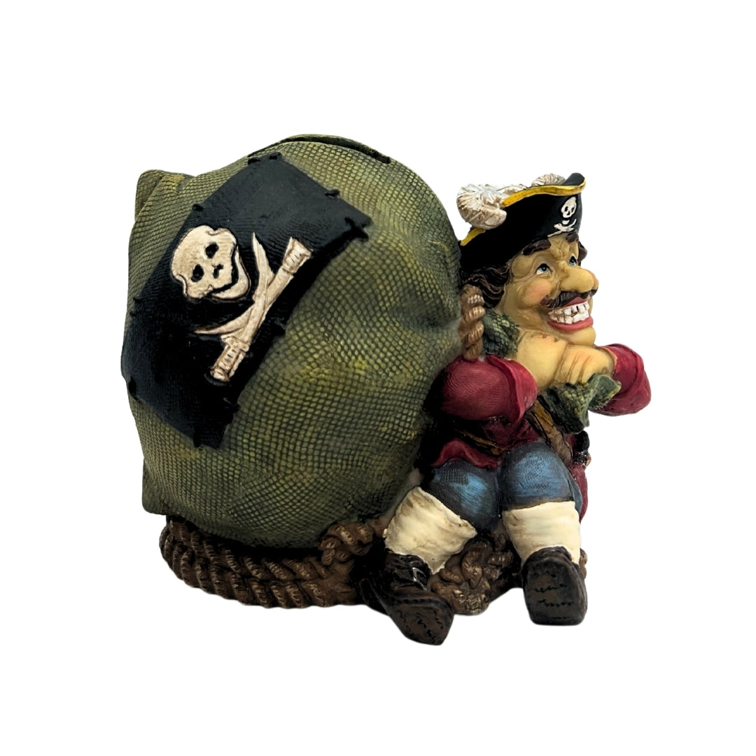 Salvadanaio Decorativo Pirata con Tesoro 14 cm con possibilità di personalizzazione con incisione