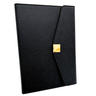 Elegante Set Regalo Premium con Personalizzazione – Taccuino in Pelle A5, Penna e Pendrive 16GB in Scatola Nero-Oro