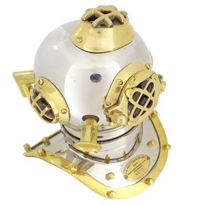 Elmo da sub in ottone US Navy Mark IV con possibilità di personalizzazione tramite incisione - Regalo ideale per ogni occasione, altezza 20 cm, replica marina DIVER - DH93