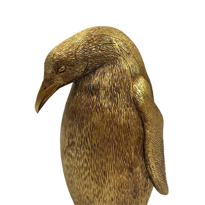 Pinguino d'Oro 20,5 cm con possibilità di personalizzazione con incisione – elegante statuetta decorativa da regalo, stile glamour, art deco, realizzata in polyresina di alta qualità