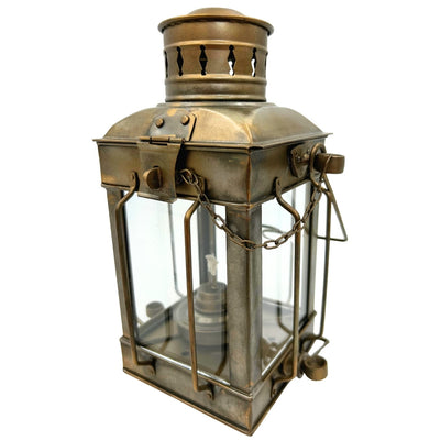 Lampada a petrolio retrò in acciaio LT608 color ottone anticato con possibilità di incisione
