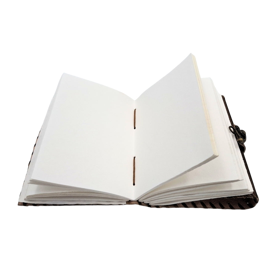 Taccuino in pelle retrò Sole e Luna 200 pagine con possibilità di personalizzazione con incisione, beige-marrone, ideale come regalo per artisti o amanti della magia quotidiana
