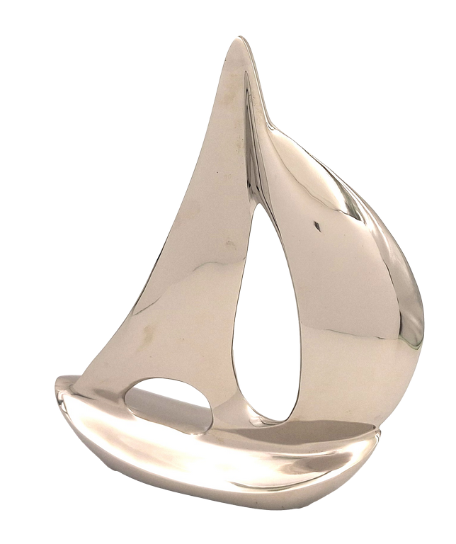 Elegante Modello di Yacht in Metallo 36 cm con Possibilità di Personalizzazione Incisa