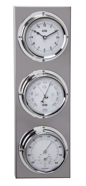 Elegante stazione meteorologica esterna con orologio e incisione