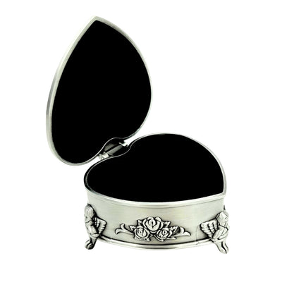 Scatola metallica a forma di cuore con possibilità di incisione personalizzata – regalo elegante per San Valentino, anniversario o compleanno, decorata con motivo di rosa, dimensioni 8,7 x 8,4 x 5,1 cm