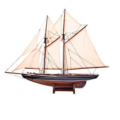 Modello di Sgusciante Bluenose 78 cm con Incisione - Elegante Decorazione Marina in Legno, Regalo per Amanti della Vela e della Storia Marittima con Vele Naturali