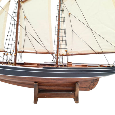 Modello di Sgusciante Bluenose 78 cm con Incisione - Elegante Decorazione Marina in Legno, Regalo per Amanti della Vela e della Storia Marittima con Vele Naturali