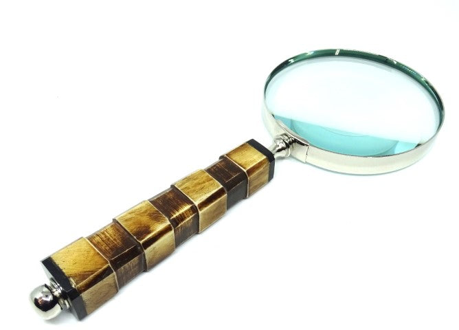 Elegante Lente d'Ingrandimento per Lettura con Manico in Osso NC1099A con Possibilità di Incisione Personalizzata, Scocca Argentata in Ottone, Perfetta come Regalo per Anziani, Nonni o Collezionisti, Altezza 24,5 cm