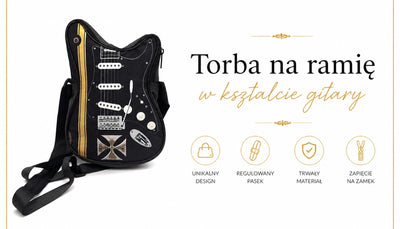 Borsa a tracolla a forma di chitarra con croce di Malta - Regalo personalizzato per chitarrista