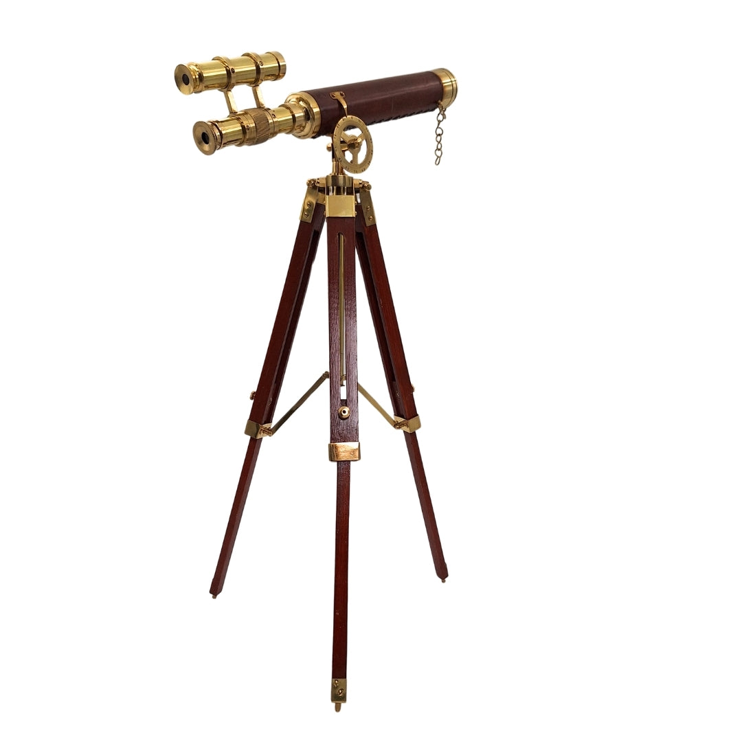 Cannocchiale su Treppiede in Ottone 57 cm con Possibilità di Personalizzazione Incisa