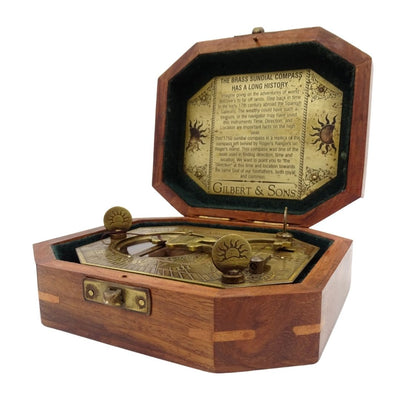 Orologio solare con bussola retrò in scatola di legno con possibilità di personalizzazione incisione