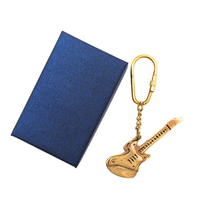 Portachiavi in ottone con chitarra in elegante scatola – Regalo per chitarrista - KRT21A
