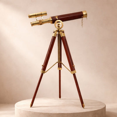 Cannocchiale su Treppiede in Ottone 57 cm con Possibilità di Personalizzazione Incisa