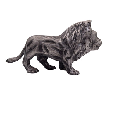 Figura decorativa LEO in alluminio color argento, incisione personalizzata