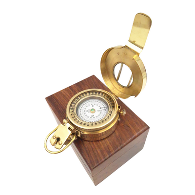 Bussola da Ingegnere in Ottone con Possibilità di Personalizzazione Incisa in Elegante Scatola di Legno
