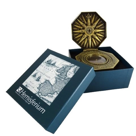 Esclusiva bussola magnetica Cardan H43 in ottone e legno con incisione personalizzata
