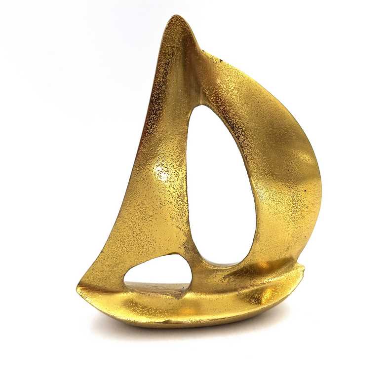 Yacht Dorato in Alluminio 19,5 cm con Possibilità di Personalizzazione Incisa - Elegante Decorazione Regalo per Amanti della Vela
