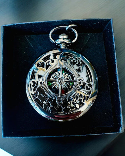 Bussola in stile orologio da tasca "Navigator" - Colore metallo scuro