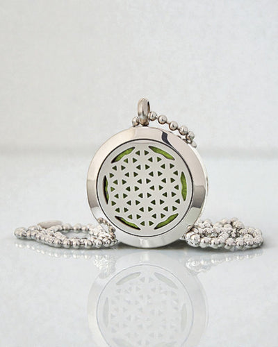 Aurelia Vita – Collana diffusore aromaterapica Fiore della Vita 25 mm in acciaio inossidabile