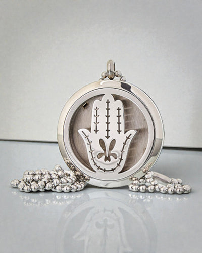 Hamsa Aura – Collana da aromaterapia Mano di Fatima 30 mm