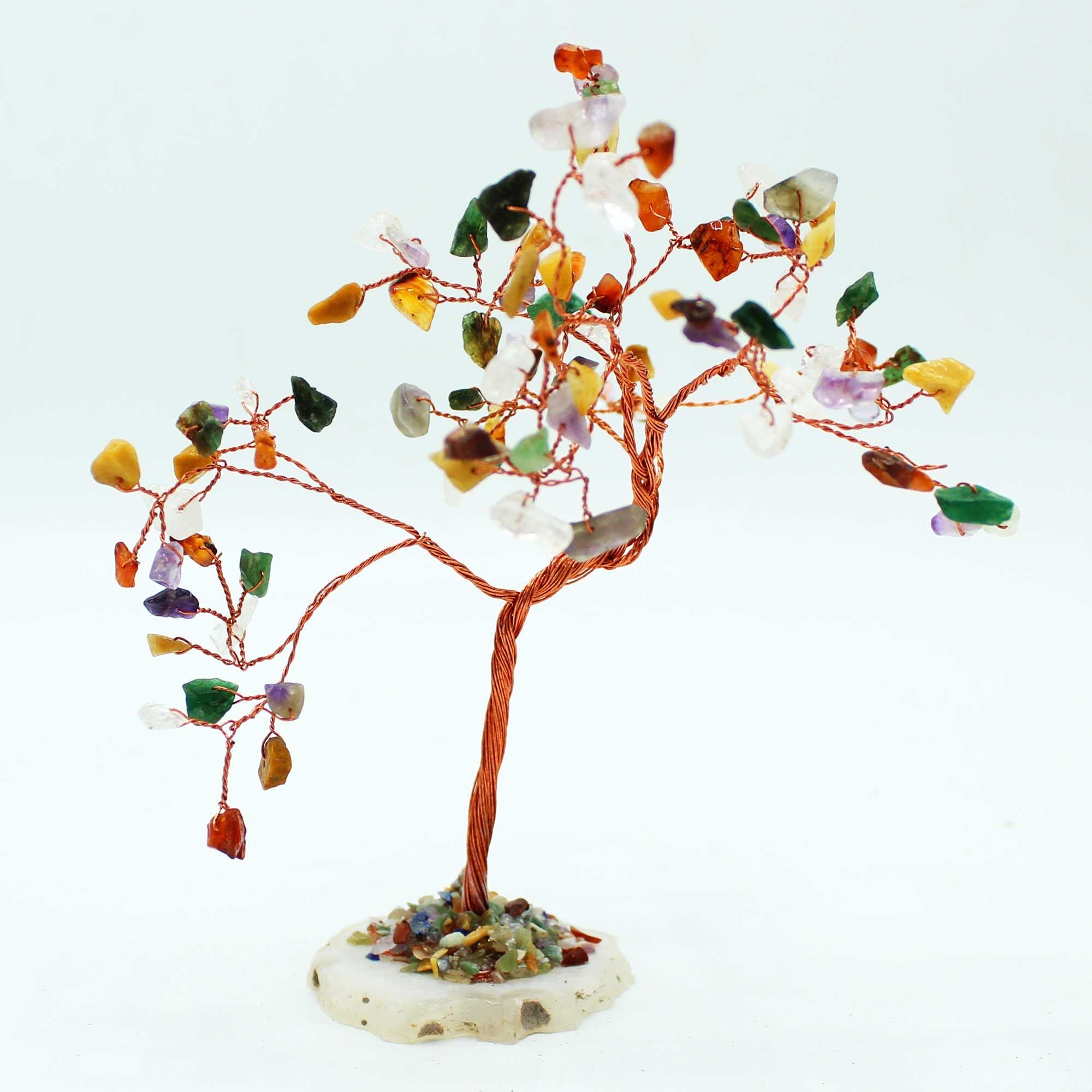 Albero Magico di Cristalli con 100 Pietre Diverse su Base Naturale di Agata