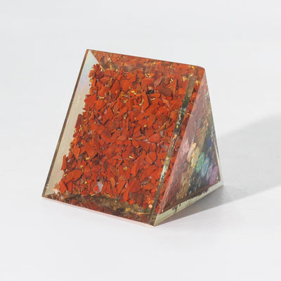 Piramide Orgonite Media 7x6 cm con Aste di Rame e 7 Pietre dei Chakra - Elemento Multicolore di Armonia Energetica per Regalo