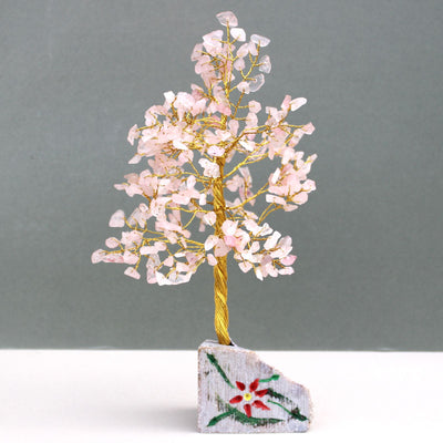 Albero di Quarzo Rosa con 320 Pietre