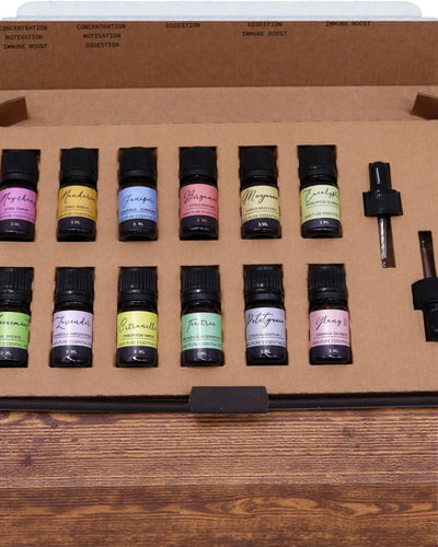 Risveglio primaverile della natura – lussuoso insieme di 12 oli essenziali da 5 ml con contagocce