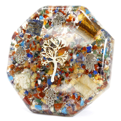 Pacchetto di Energia da Scrivania Orgonite - Albero della Vita - Grande - Realizzato a Mano con Pietre Preziose e Rame - Perfetto come Regalo - Dimensioni 11 cm x 1,5 cm - Protezione contro l’Inquinamento Elettromagnetico - Simbolo di Armonia ed Energia