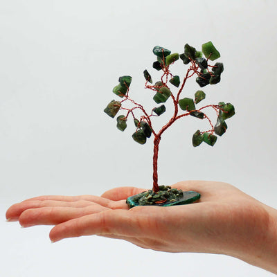 Alberello di Avenurina su Base di Agata - Verde, 10 cm, 35 Cristalli