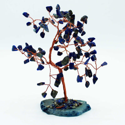 Grande Albero di Pietre di Sodalite su Base di Agata Blu