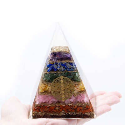 Piramide di Orgone Sette Chakra e Fiore della Vita