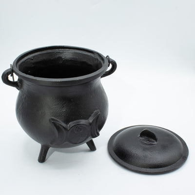 Enorme calderone in ghisa con tripla luna 23x18 cm
