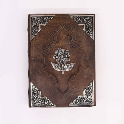 Elegante Taccuino Hefty Brown Tan con Motivo Zinc Rose