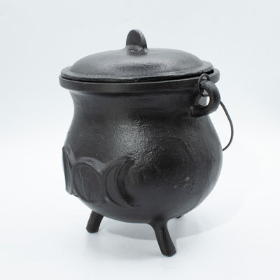 Enorme calderone in ghisa con tripla luna 23x18 cm